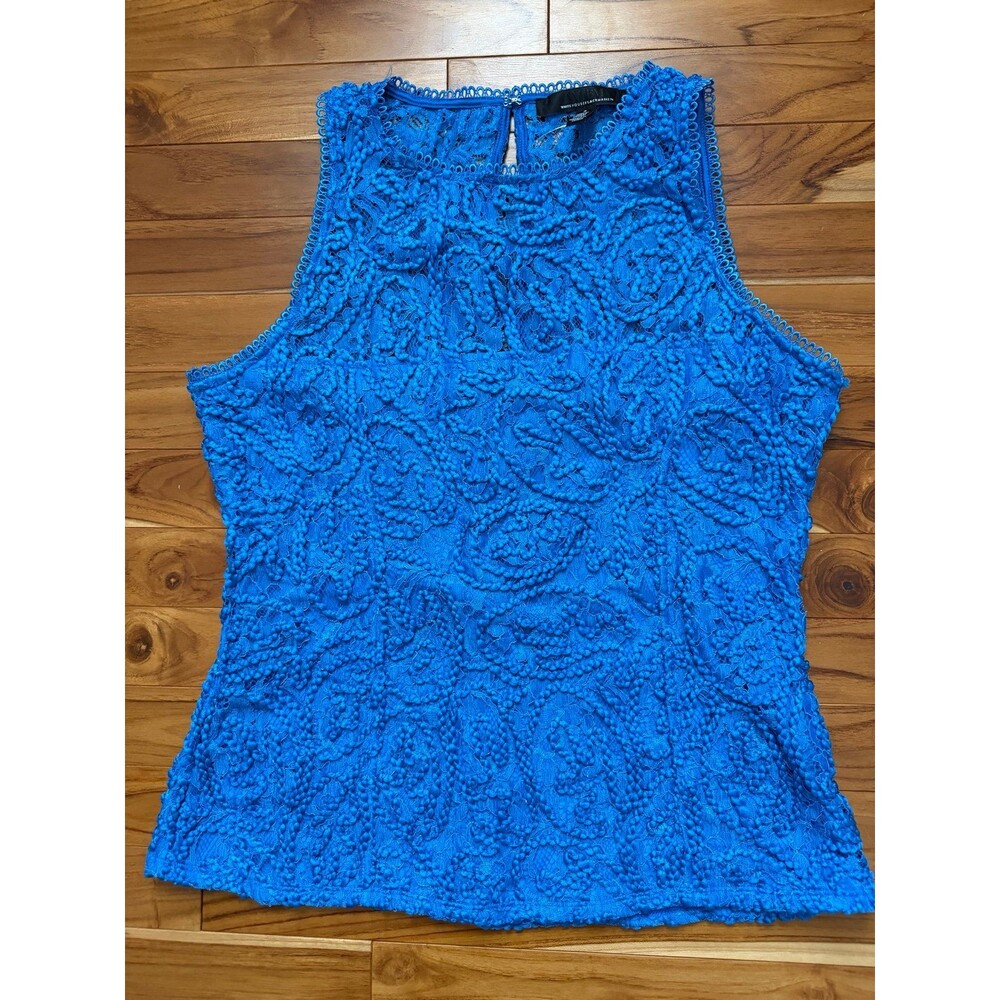 White House Black Market Electric Blue Sleeveless Crochet Top